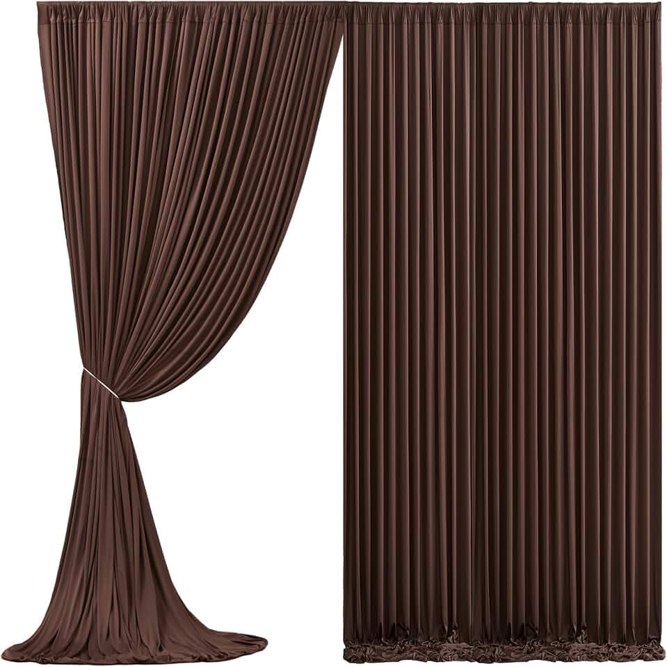 Brown Backdrop Curtain for Parties Wedding Wrinkle Free Brown Photo Curtains Backdrop Drapes Fabric Decoration for Birthday Party Baby Shower 5ft x 7ft,2 Panels