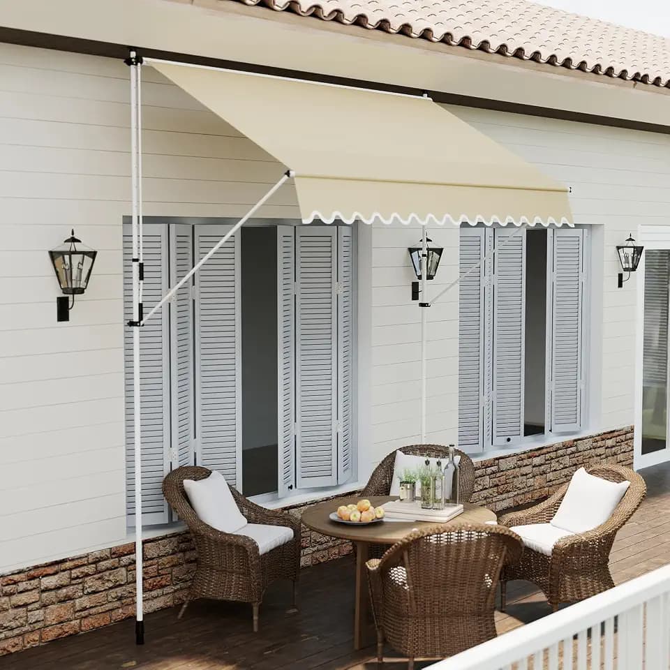 PATISOL 98"x51" Manual Retractable Awning Aluminum Patio Sunshade Shelter