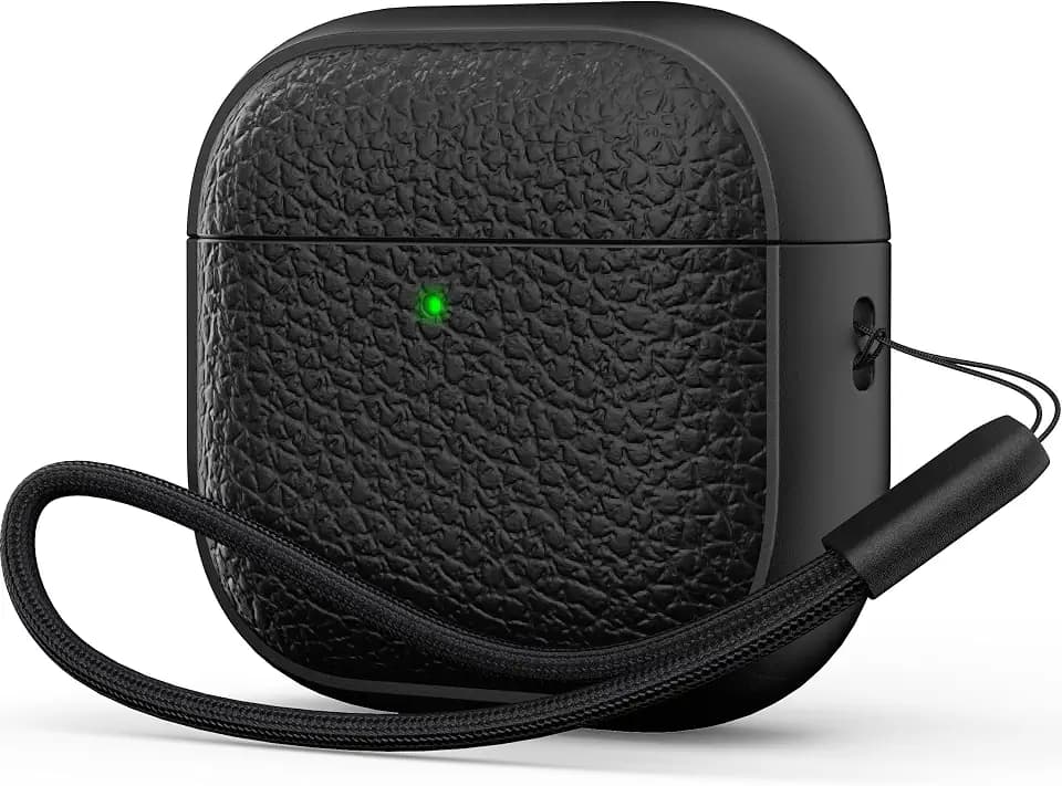 R-fun Faux Leather Case for AirPods 4 and AirPods 5, Black
