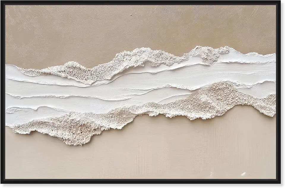 Art Remedy Textured Sea I Canvas Neutral Boho, Black Frame, 24 x 16