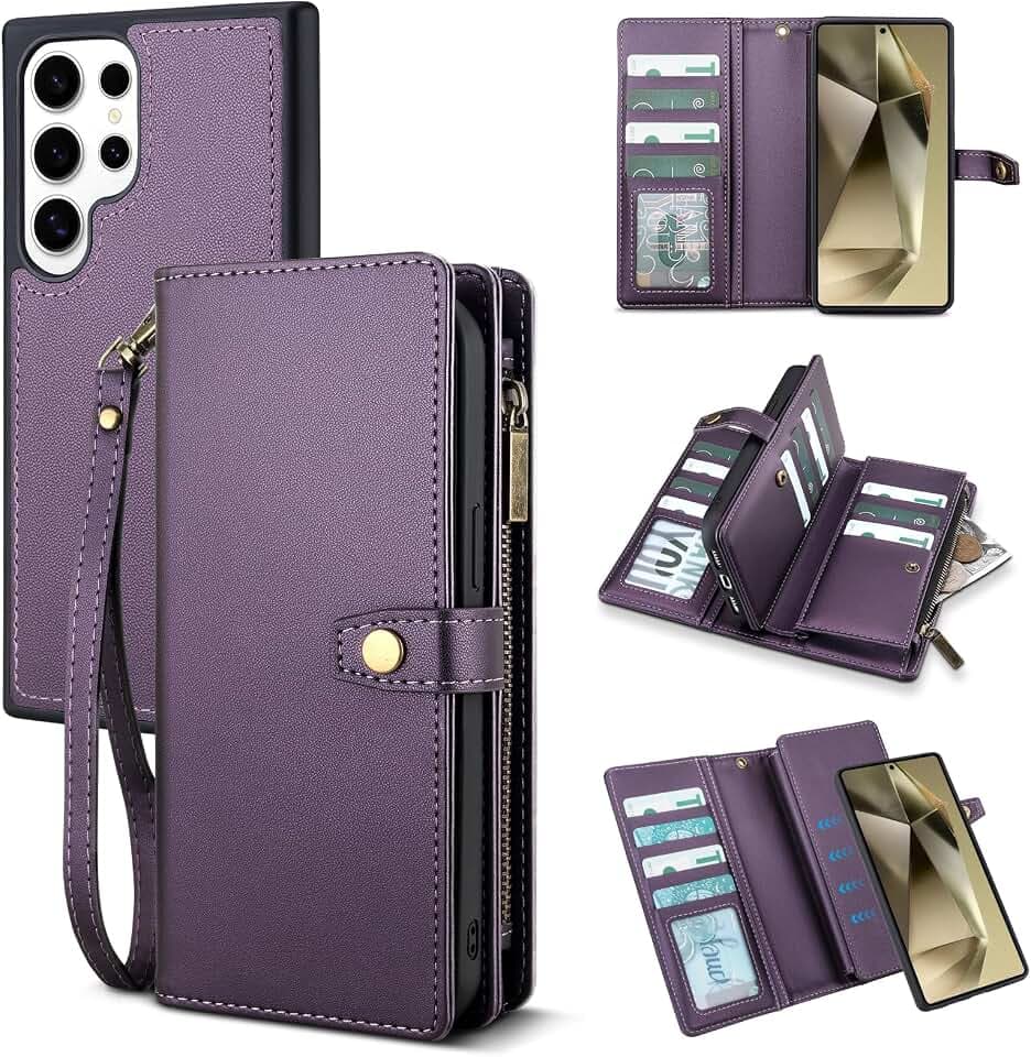 TwoHead for Samsung Galaxy S24 Ultra Wallet Case,11 Card Holder,Deep Purple