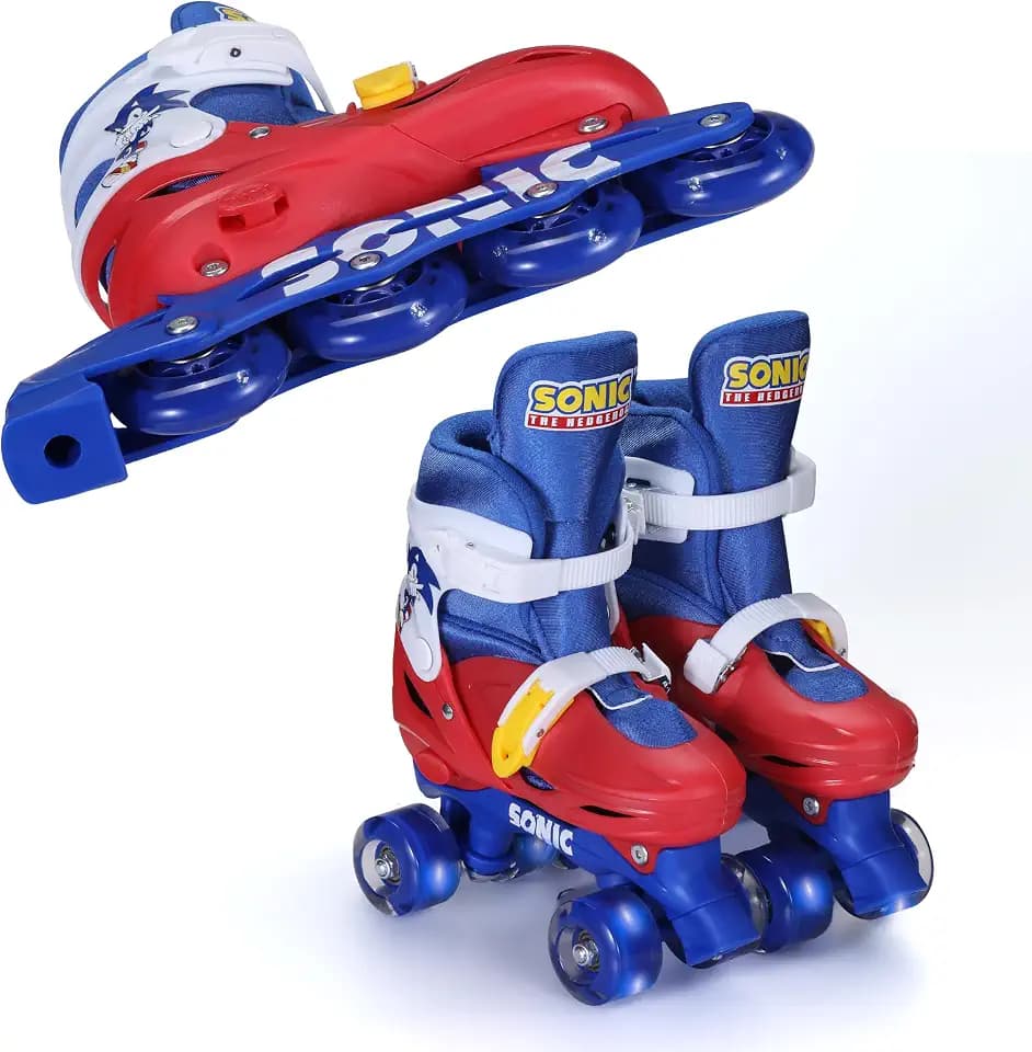 Barbie 2in1 Kids Roller Skates, Transform from Quads to Inlines Skates, Durable Hardshell Boot, LED Wheels for Quads and Inlines, ABEC-7 Carbon Steel Bearings
