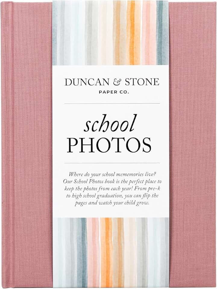 Duncan & Stone School Memory Book PreK-12 Photo Album, Mauve, 70pg