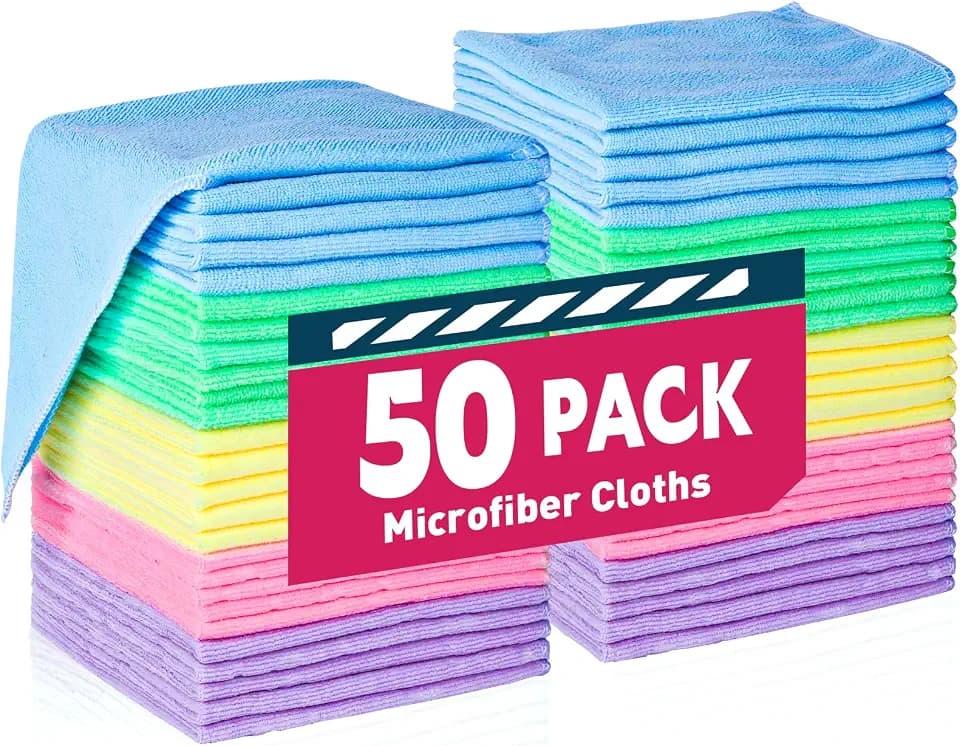 TEAWOO Microfiber Cleaning Cloths-50 Pack, Microfiber Towels Bulk