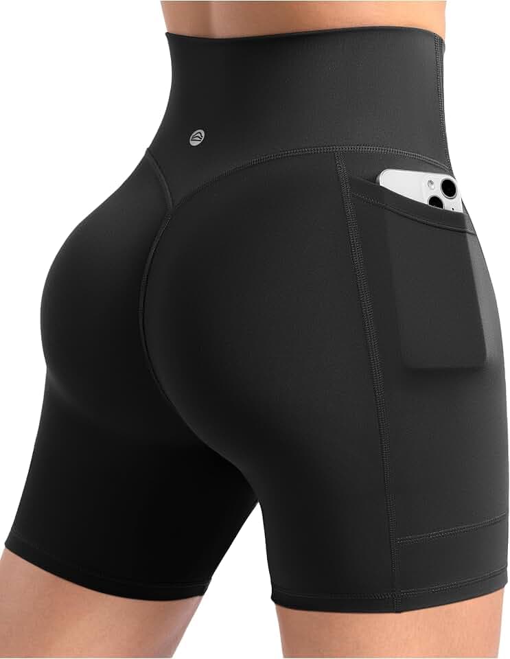 ENERBLOOM Women's Biker Shorts Workout High Waist with Pockets