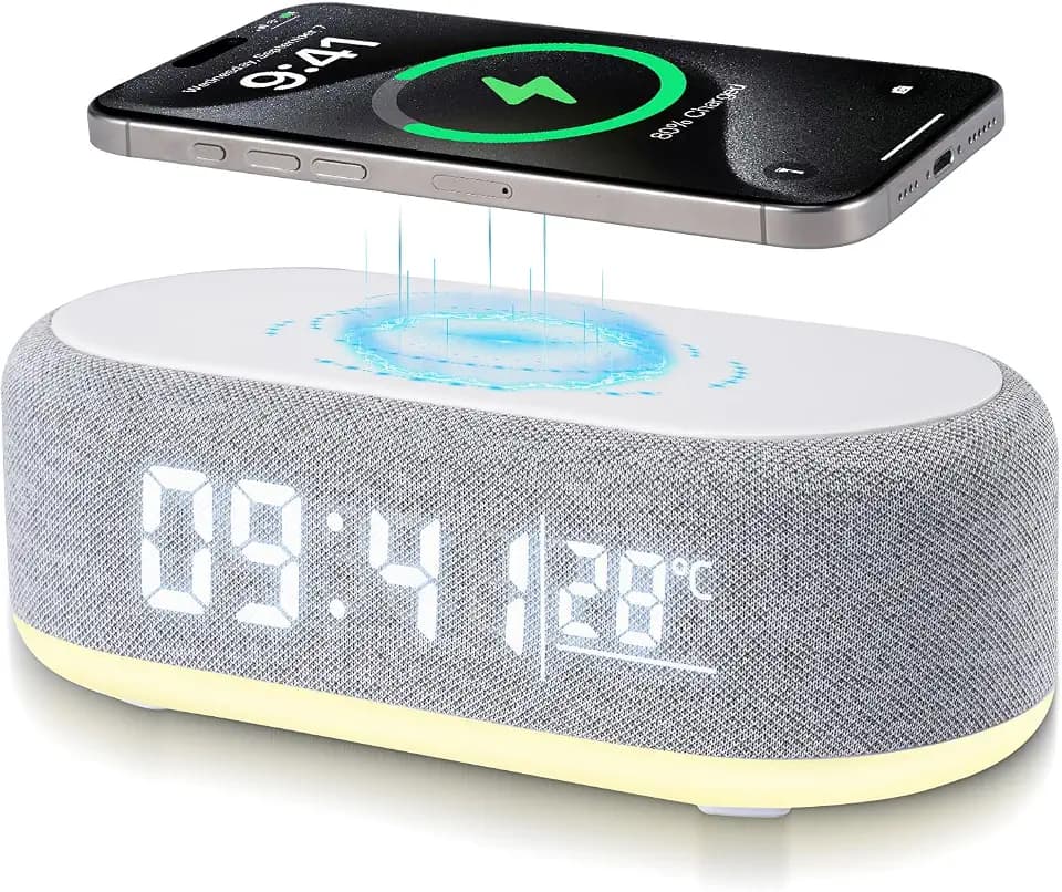 4 In1 Digitaler Wecker, Wireless Charger, Intelligenter Wecker mit Licht und Temperaturanzeige, Helligkeit einstellbar