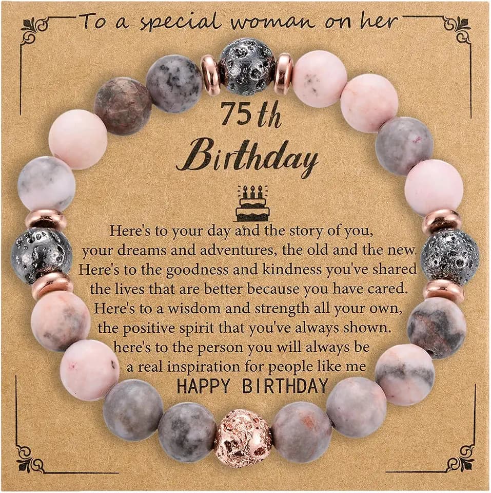 Sanyaa 30th 40th 50th 60th 65th 70th 75th 80th Birthday Gifts for Women Bracelets 50 60 65 70 Year Old Natural Stones Happy Birthday Bracelets for Women
