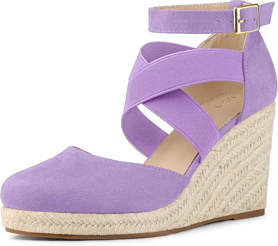 Allegra K Women's Espadrilles Closed Toe Wedges Heels Sandals