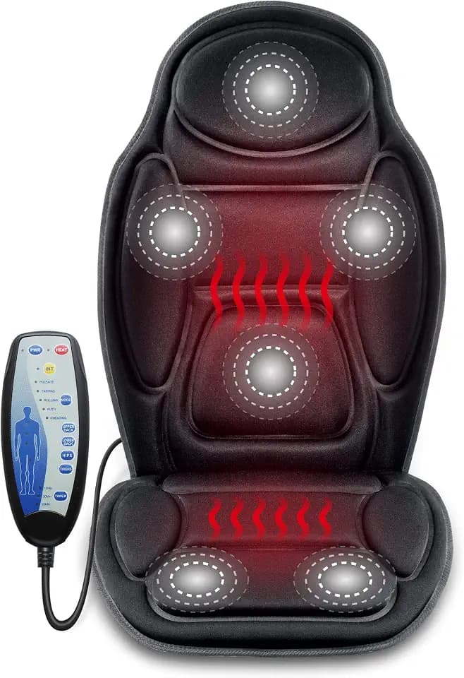 Snailax Back Massager for Chair, Massage Seat Cushion, 6 Vibration Massage Motors, Massage Chair Pad for Home Office,Black