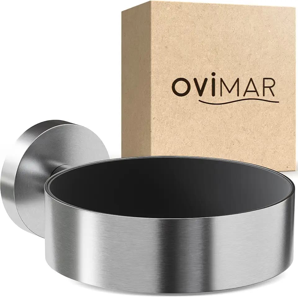 ovimar Haartrocknerhalter Ronne | Edelstahl | Silber | mit Wandmontage zum Bohren | mit Fönpolsterung | zum Bohren | Föhn Halterung im Badezimmer | | perfektes Bad Zubehör