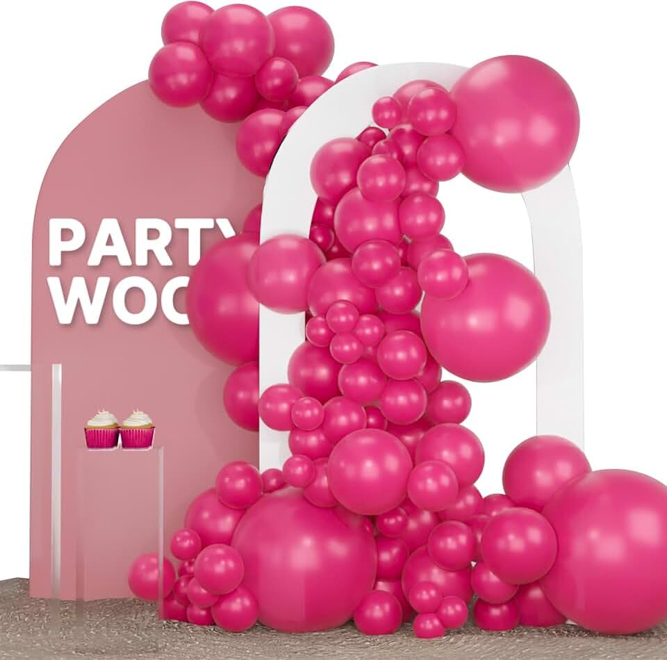 PartyWoo Hot Pink Balloons 120 pcs Different Sizes of 18 12 10 5 Inch Magenta Fuchsia Balloon Arch Kit Garland for Baby Shower Wedding Bridal Shower Anniversary Birthday Party Decorations Pink-Y12