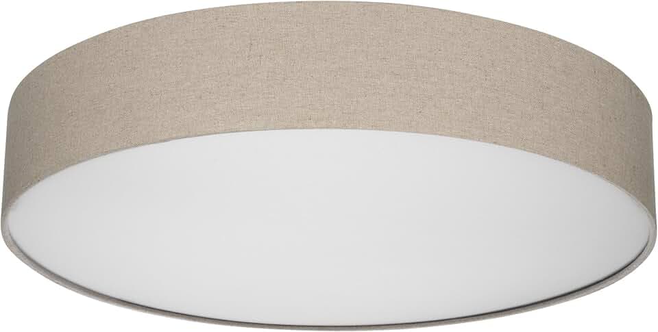 REV Deckenlampe rund - 60cm, Stoff-Lampenschirm im Vintage Look, taupe | Stilvoller Leinenstoffschirm | inklusive sechs E27 Fassungen | ideal für Wohnräume & Schlafzimmer