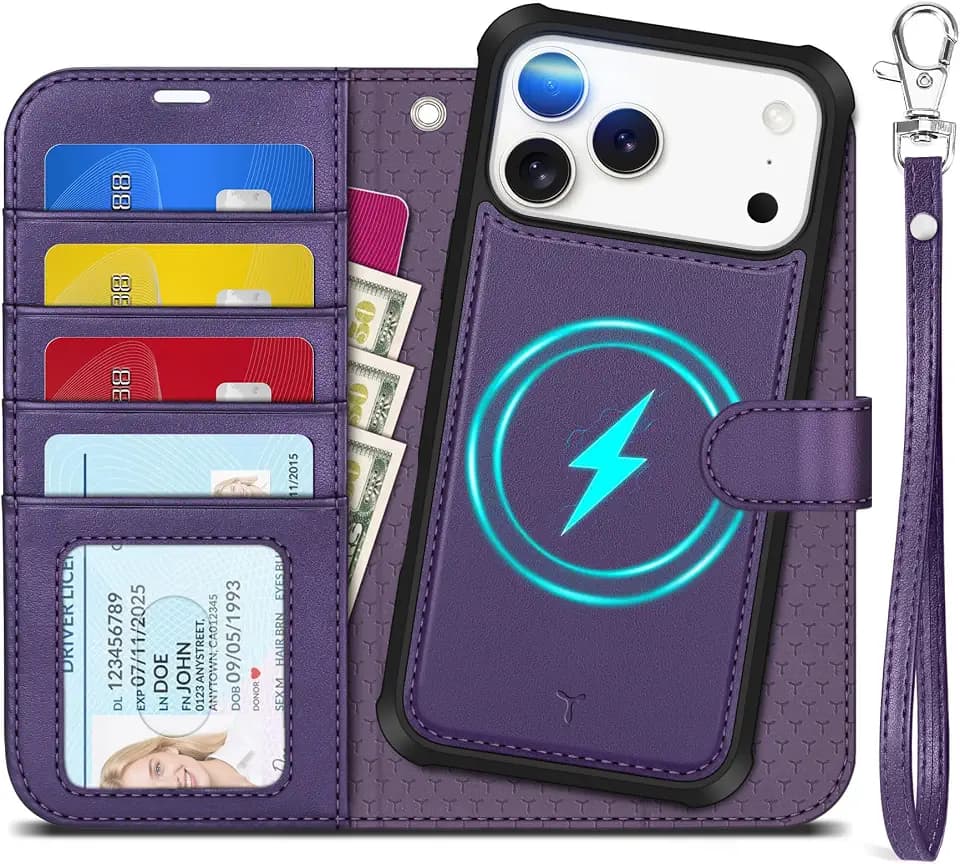 TUCCH Removable Wallet Case for iPhone 18 Pro Max & 17 Pro Max, Deep Purple