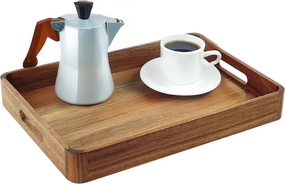Relaxdays Serviertablett Akazienholz & MDF, Natur