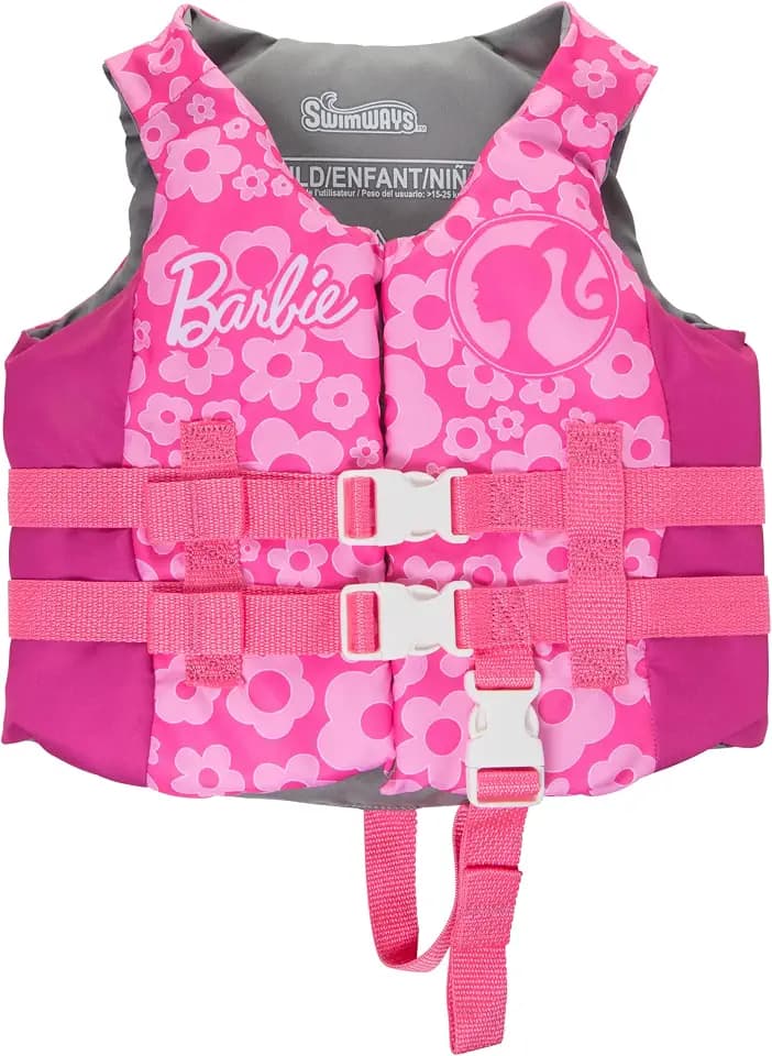 SwimWays Barbie Swim Life Jacket Vest for Kids 33-55 lbs