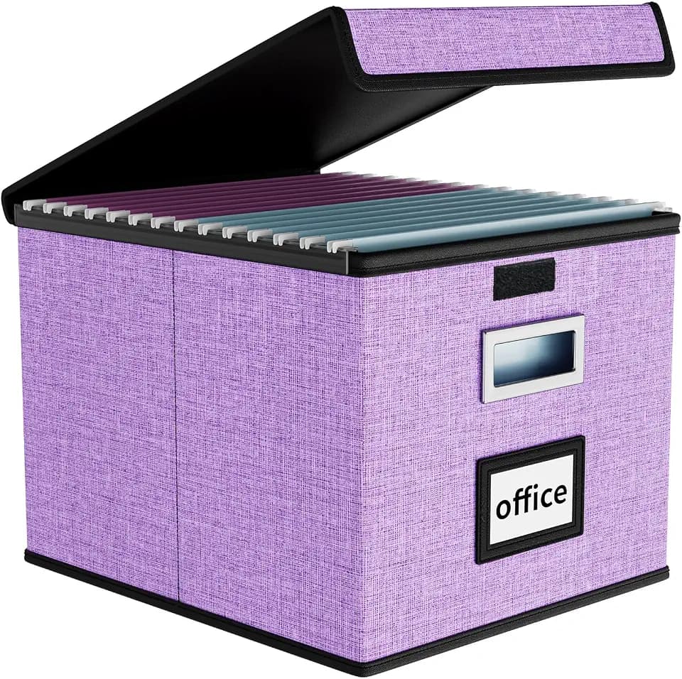 File Organizer Box with Lids, Collapsible File Folder Organizer