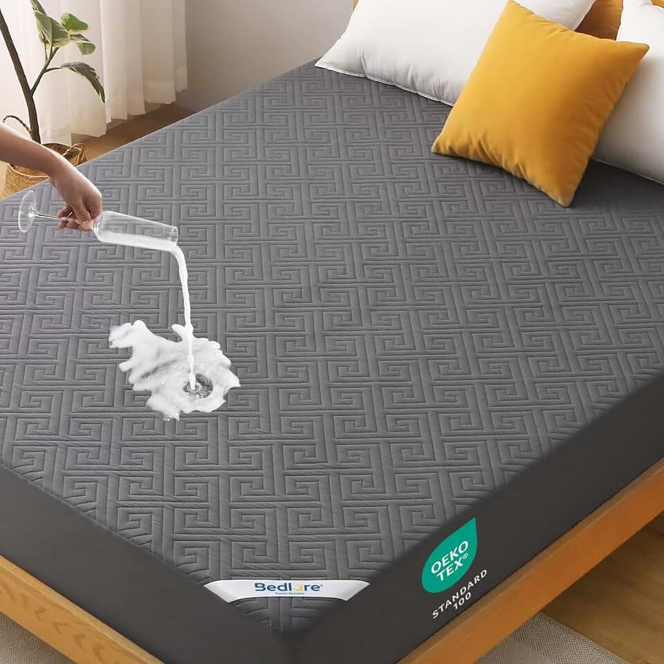BEDLORE Matratzenschoner 180x200cm, Wasserdicht & Haarresistent, Grau