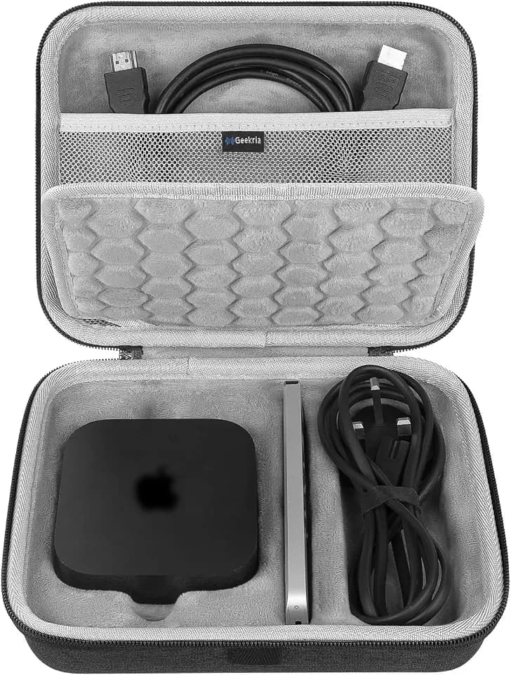 Geekria Hard Shell Travel Carrying Case, Compatible with Apple TV 4K 2024 3rd Generation / 2022 3rd Generation / 2021 2nd Generation/Siri Remote (Dark Grey)