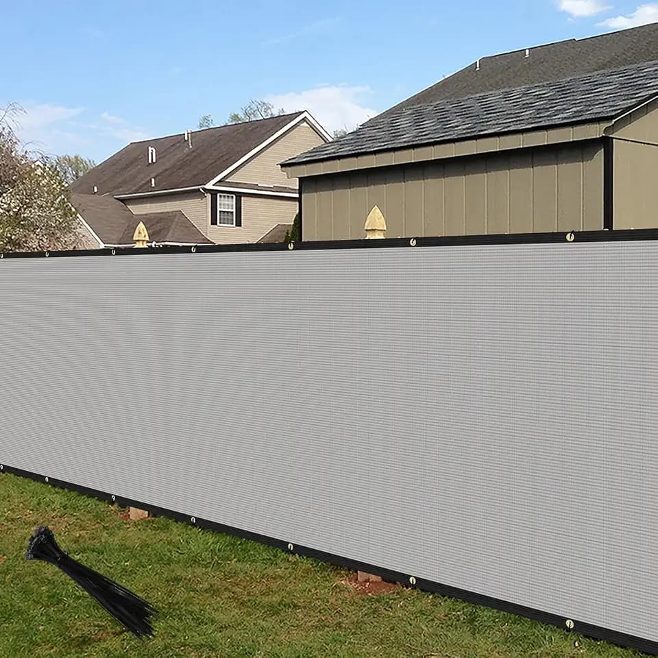 ECOOPTS 5'x25' Privacy Fence Screen Windscreen with Copper Grommets, Fit for Commercial Fence and Residential Garden Outdoor 90% UV Blockage, Cable Zip Ties Included (Gray)