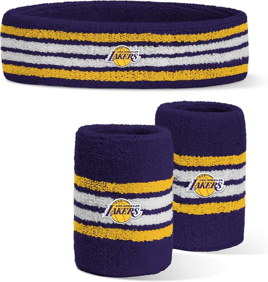 For Bare Feet NBA Officially Licensed Team Logo Headband & Wristband Combo Pack Team Color OSFM