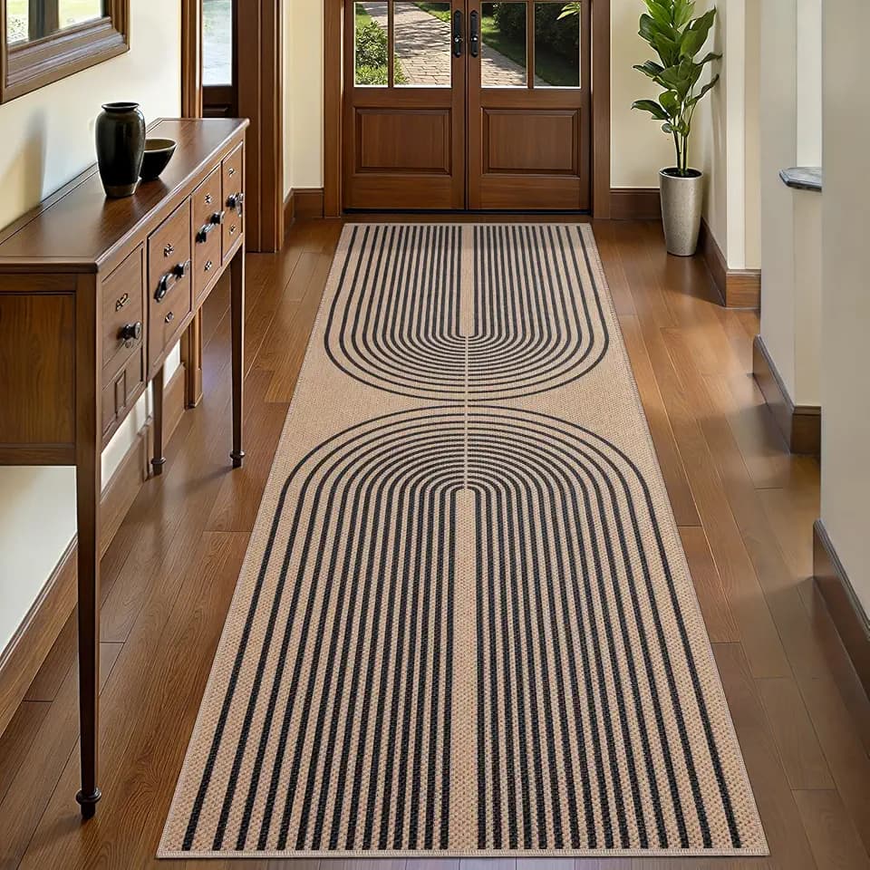 Tangsoo Modern Easy Jute 2.6x8 Washable Non-Slip Runner Rug for Hallways