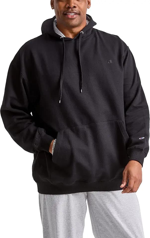 Champion Men's Pullover Fleece Hoodie, Standard Fit, Midweight, C Logo, Available in Regular and Big & Tall