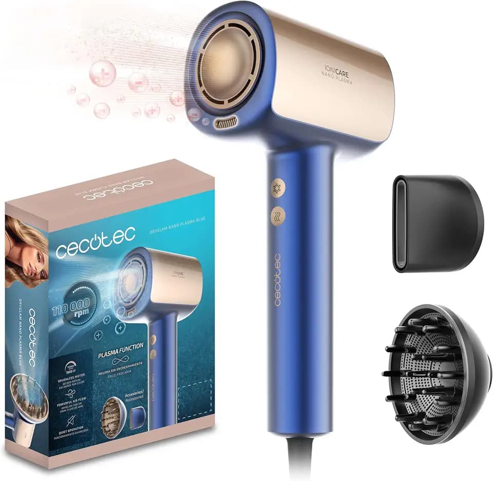 Cecotec Haartrockner DryGlam Nano Plasma Blue, 1600W