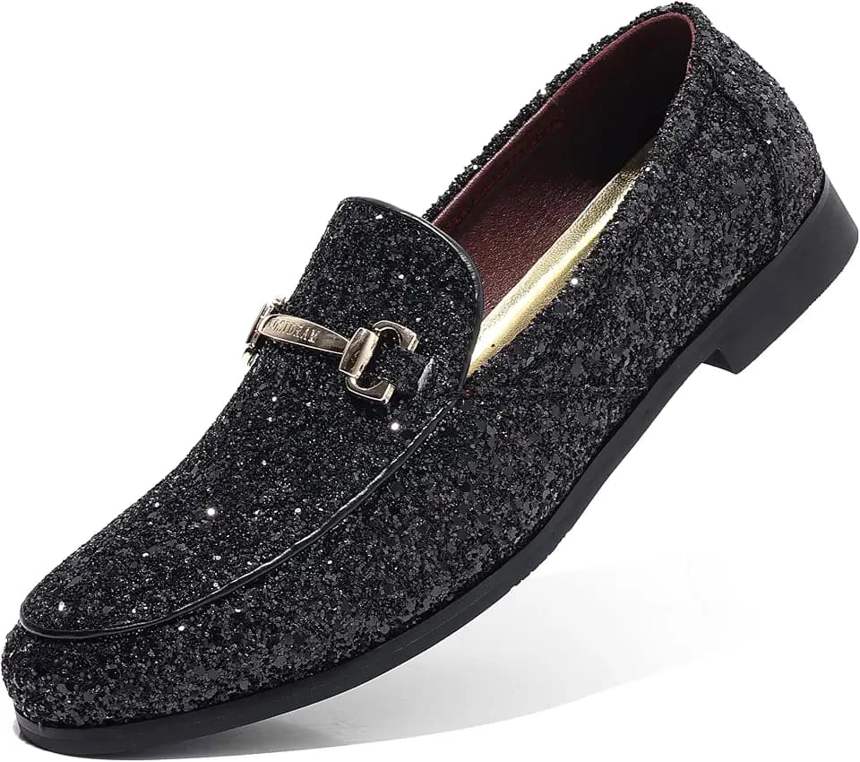 COSIDRAM Men's Glitter Dress Shoes Luxury Loafers Slip-on for Wedding Party