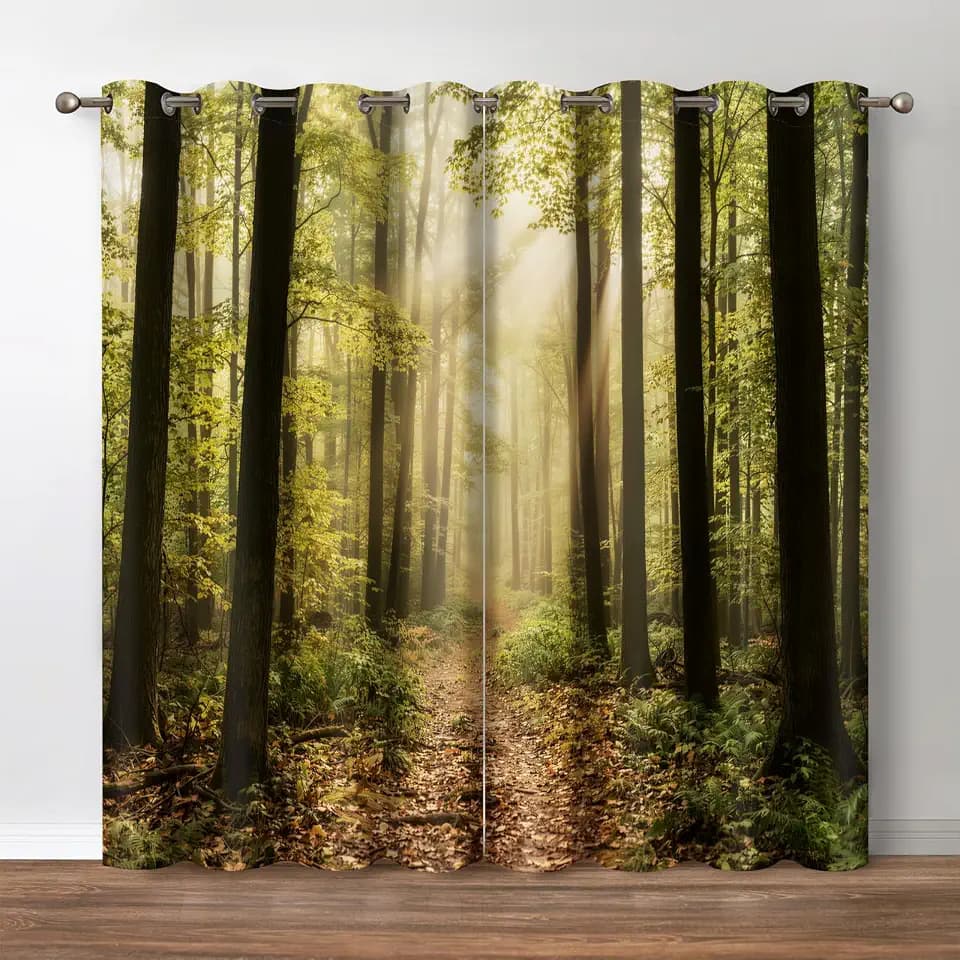 Jekeno Forest Sunbeams Forest Window Blackout Curtain