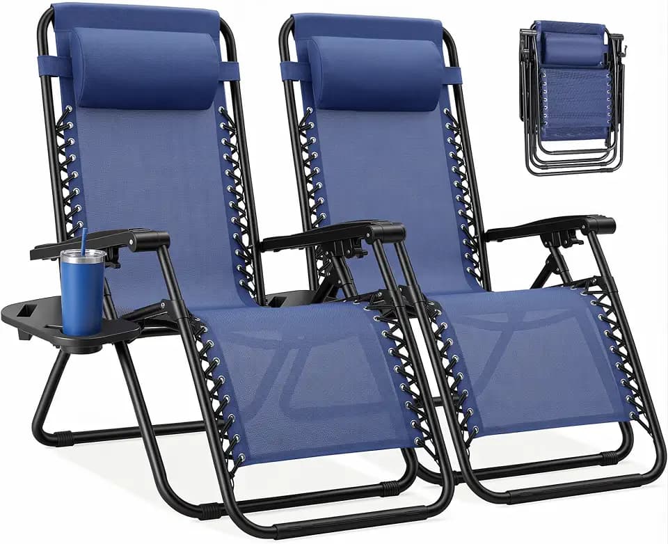 NEWBULIG Zero Gravity Chairs Set of 2, Folding Lounge Recliner Chair