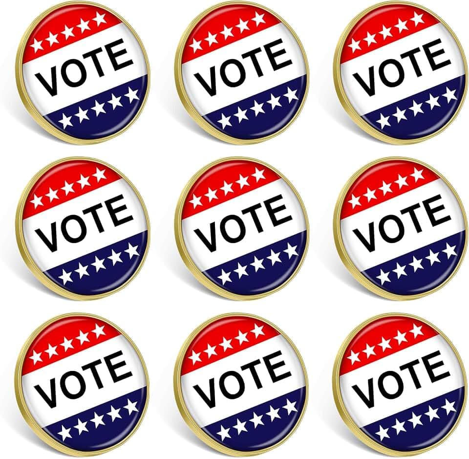 12/24/50/100Pcs Gold Vote Pins Patriotic Election Vote Badge Pin Bulk