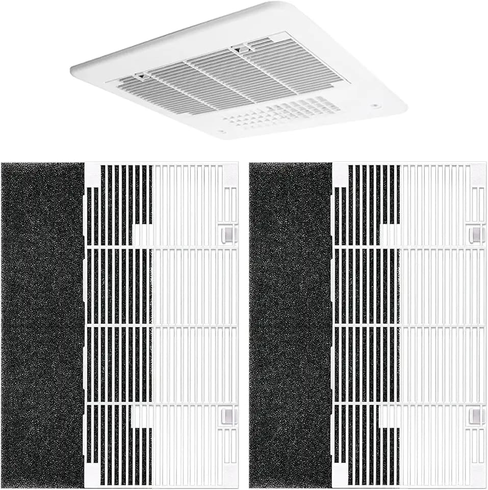 Dianrui 2 PCS RV A/C Vent Cover for Dometic AC Cover Replacement, 14.1" x 7.7" Duo-Therm RV Air Conditioner Grille Replacement with RV A/C Filter, RV Air Conditioners Parts for Dometic 3104928.019