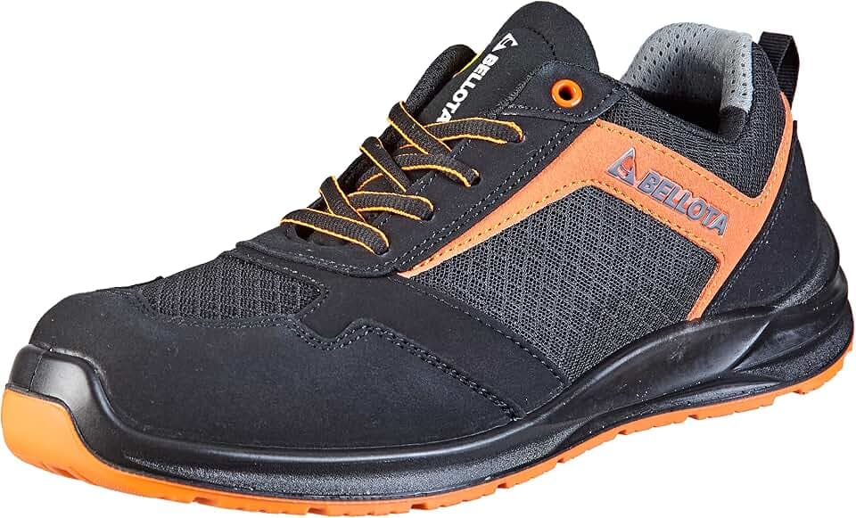 Bellota FTW05-41BO S1P - Chaussures de Sécurité Flex Nitro, Chaussures de Travail Respirante, Légères, flexibles et Extra Matelassées, Couleur Noire et Orange, Unisexe, Taille 41