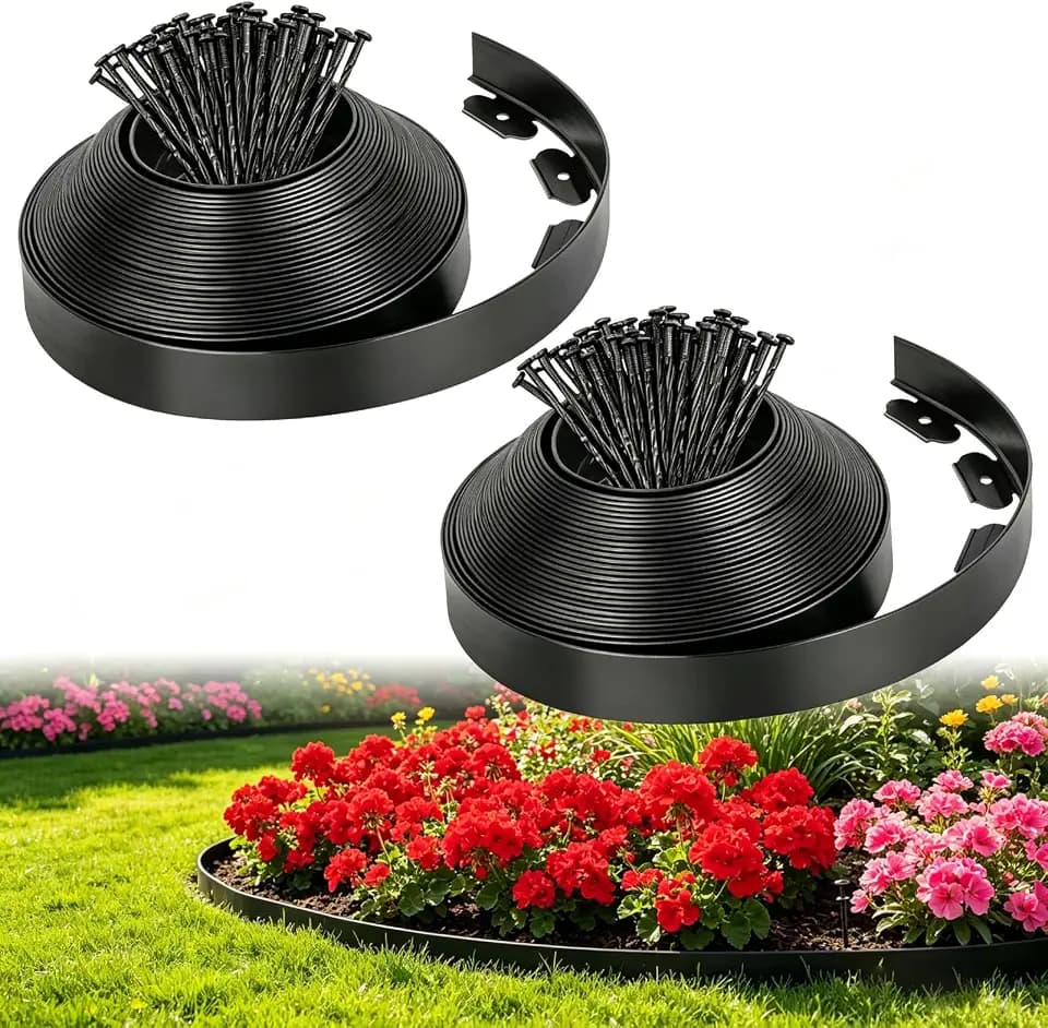 FunFanso 2 in Tall 66FT Landscape Edging Border with 100 Spikes, No Dig Kit
