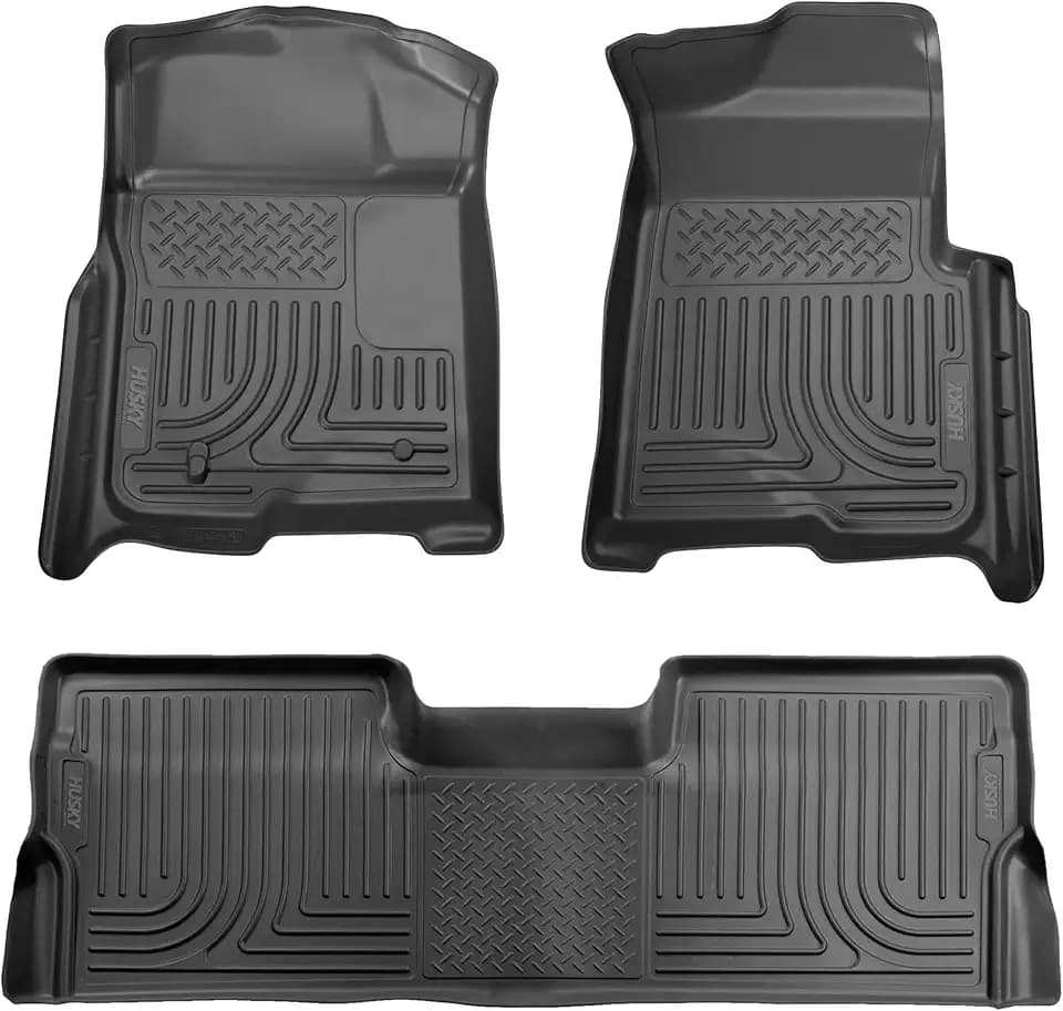 Husky Liners Weatherbeater Floor Mats | Fits 2009 - 2014 Ford F-150 SuperCrew Cab w/out Manual Shifter (Footwell Coverage) | Front & 2nd Row, 3-pc Black - 98331