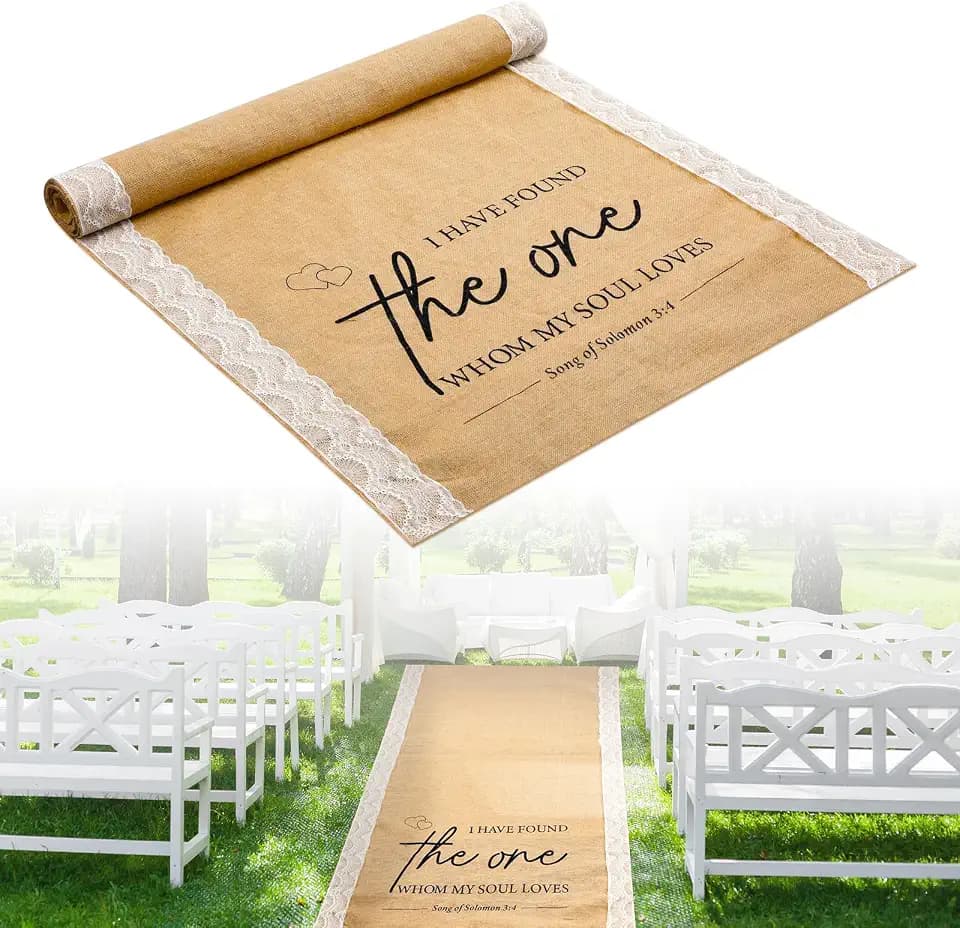Tondiamo Burlap Aisle Runner 3.33 ft X 15 ft for Wedding Ceremony Outdoor
