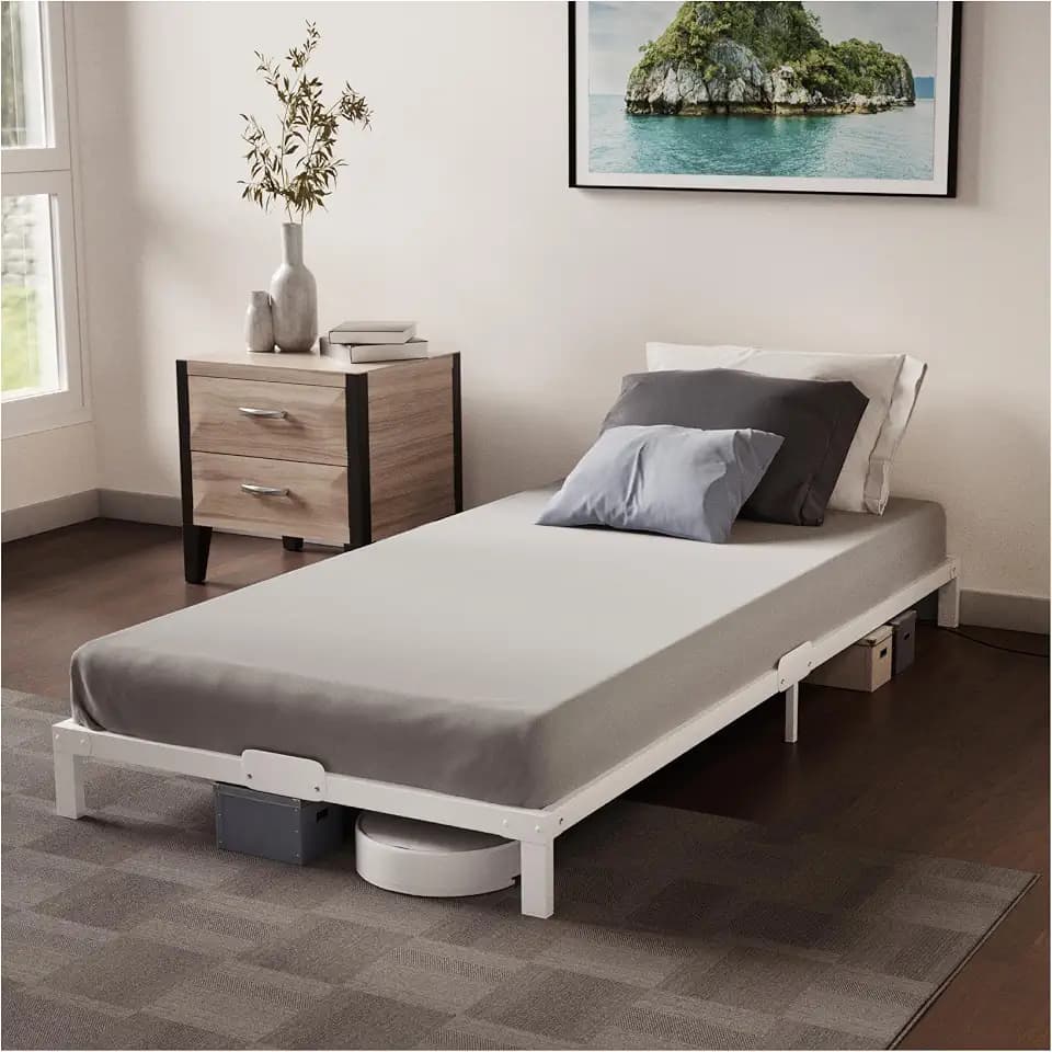 Dreamzie - Bett 90x200 Weiß mit Lattenrost aus Metall - 25 cm Höhe