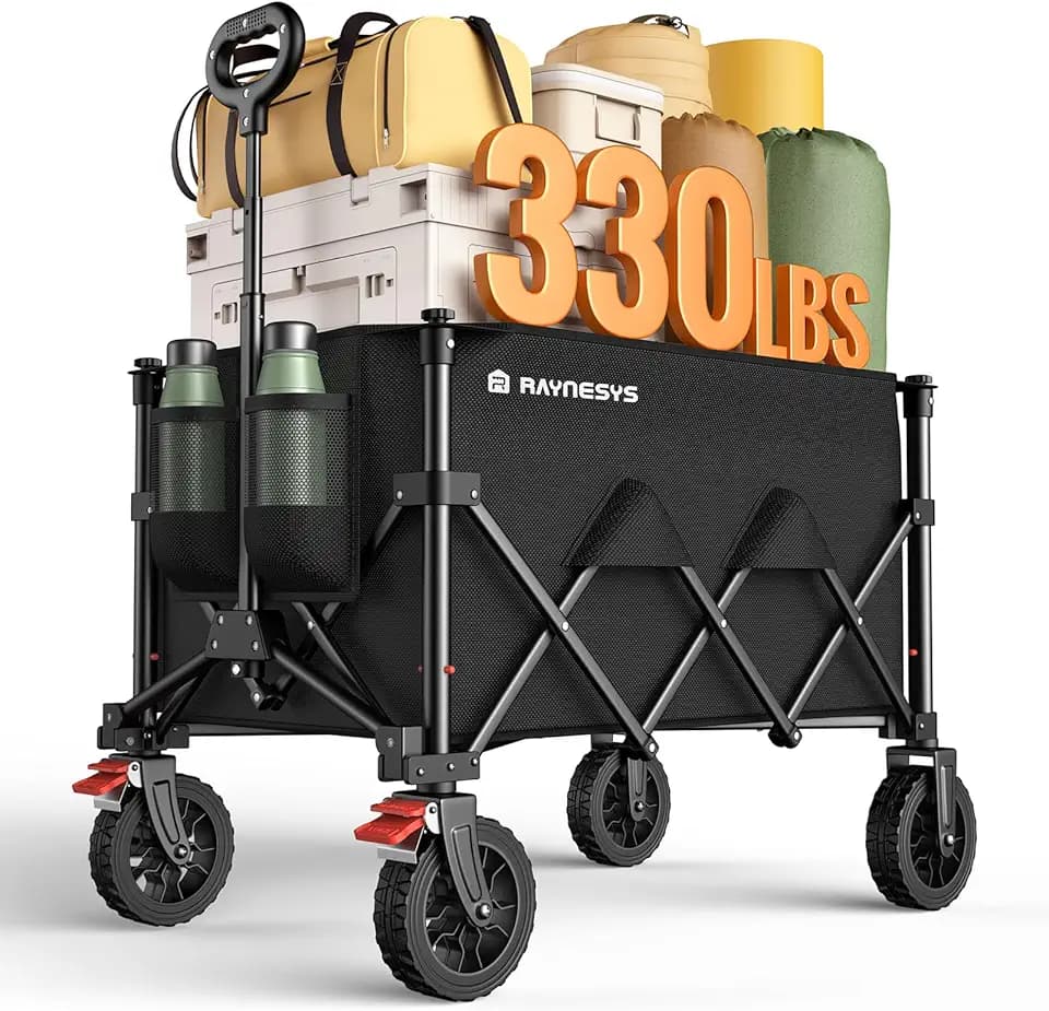 180L Wagons Carts Foldable with Wheels and Brakes for Camping Grocery