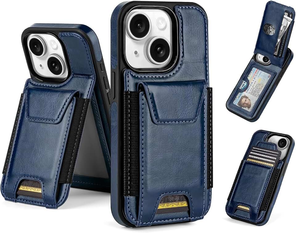 SkyEagle for iPhone 14 Case Wallet with Card Holder,Blue