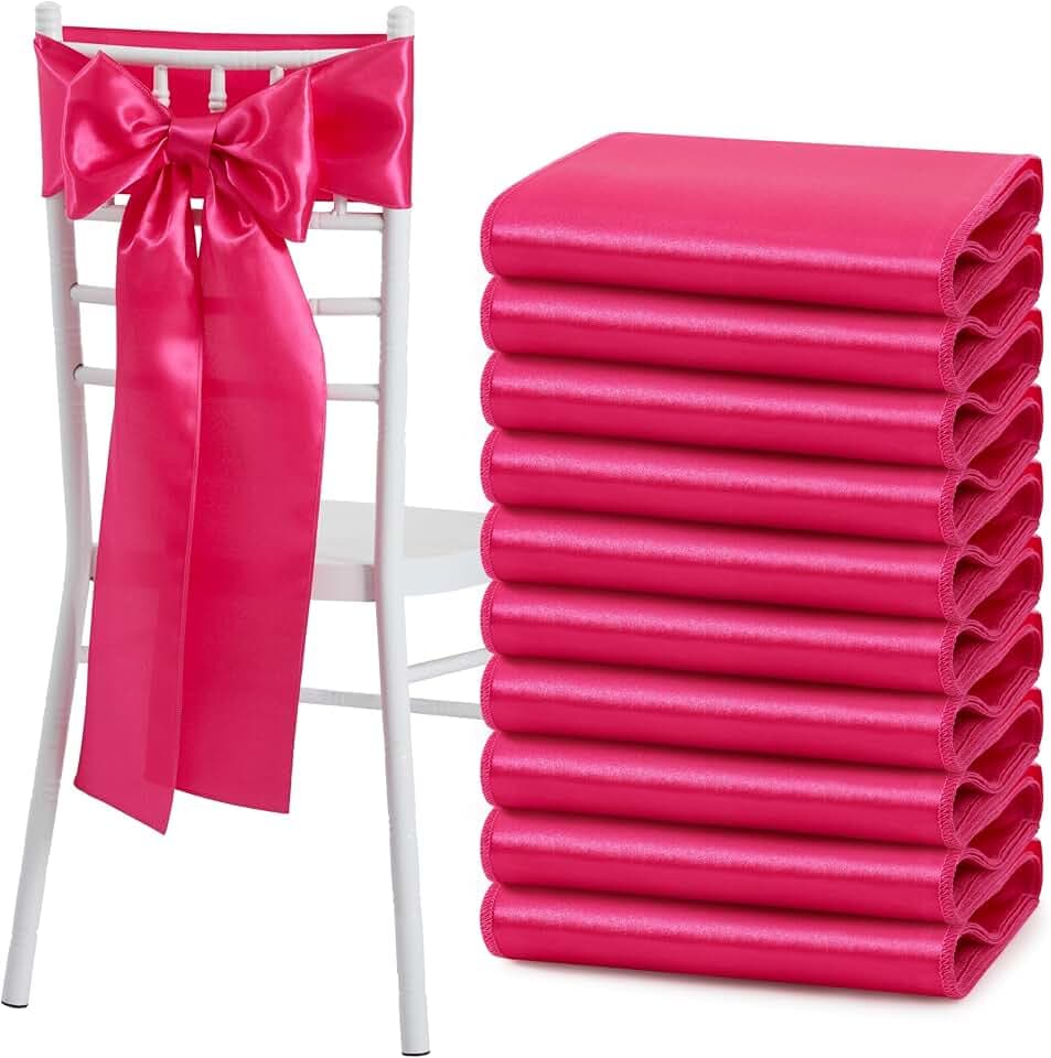 Satin Chair Sashes, Rose Red, 6 x 108 inch, 10 Pcs