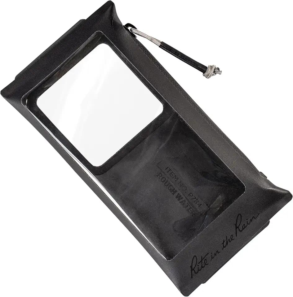 Rite in the Rain Weatherproof Monsoon Rough Water Storage Bag & Pouch, Phone Campatible, 8” x 4”, Black TPU (No. P784)