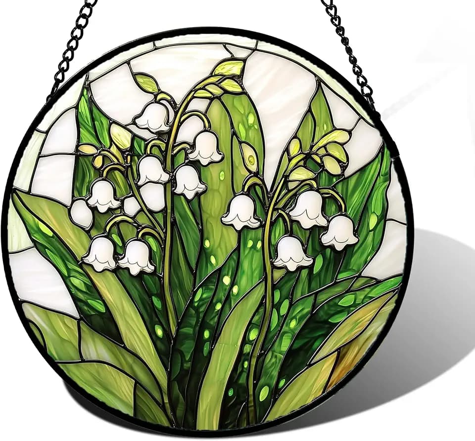 Lily of the Valley Flower Stained Glass Window Hanging Suncatcher Gift 6.3"