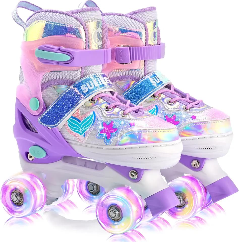 SULIFEEL Adjustable Kids Roller Skates, Light up Wheels
