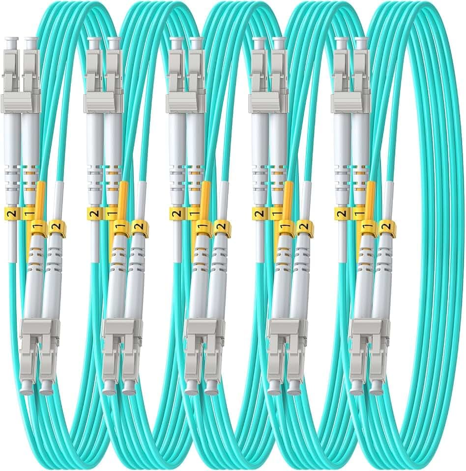 OM3 LC to LC Fiber Patch Cable Multimode Duplex,2m/6ft, 5Pack