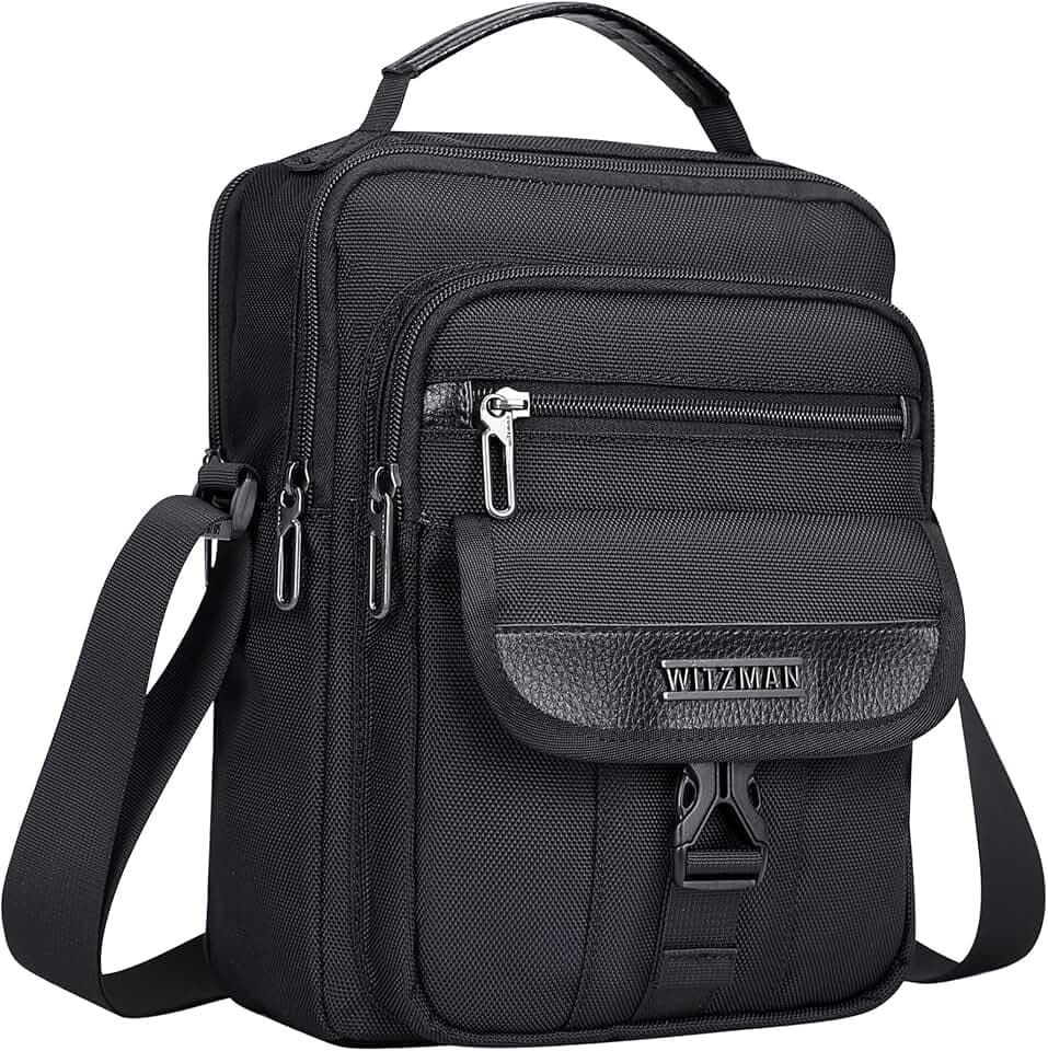 WITZMAN Crossbody Bag for Men Small Travel Messenger Bag