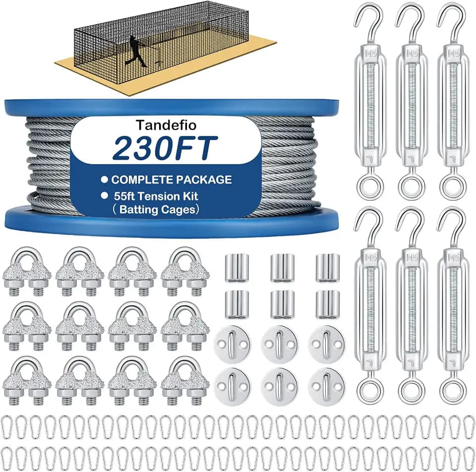 Tandefio Batting Cage Netting Wire Tension Kit Baseball Batting Cage