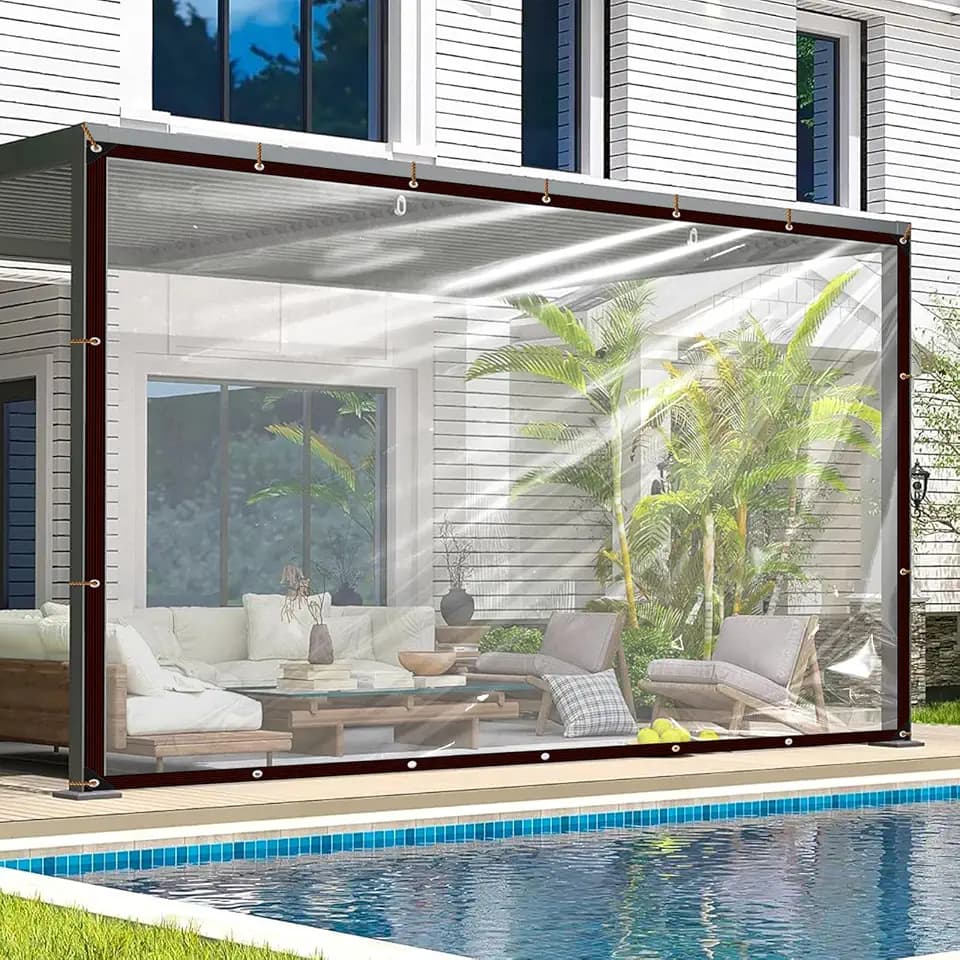 Plane Wasserdicht mit Ösen 2x6 Durchsichtige Plastikfolie für Regenschutz & Winter Isolierung – Transparente Abdeckplane für Garten, Terrasse & Balkon – Wetterfest