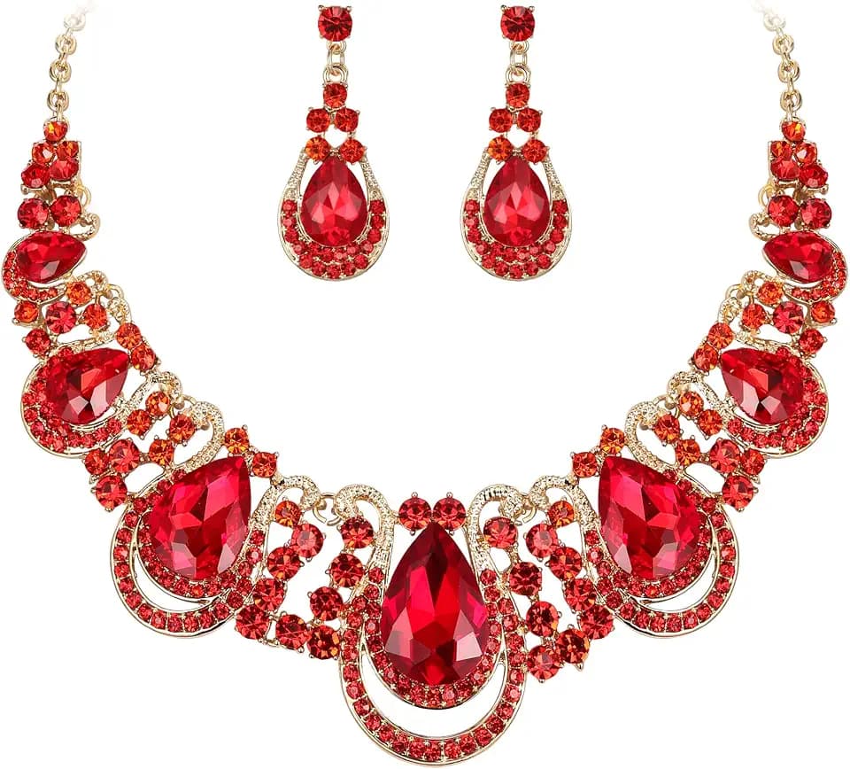 BriLove Women's Costume Statement Necklace Dangle Earrings Set