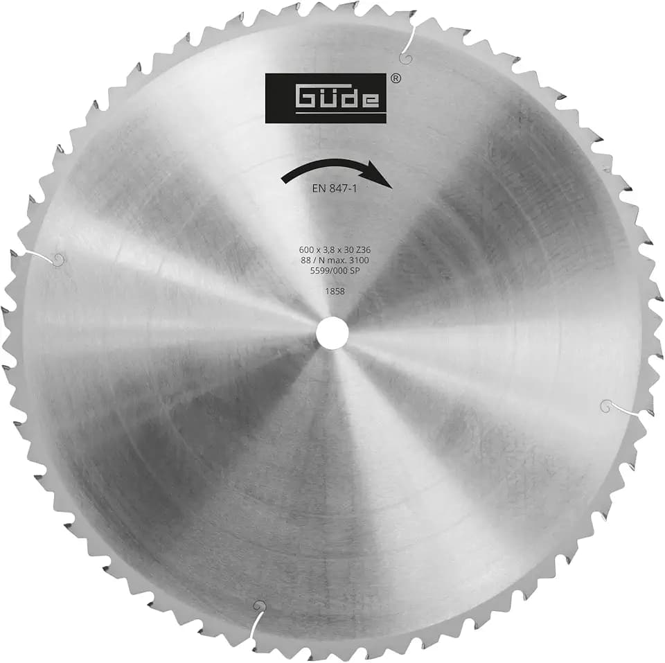 Güde 1858 Brennholzsägeblatt HM 600x30x36Z (aus Hartmetall, Wechselzahn mit Abweiserstegen, 36 Zähne, 60 cm Durchmesser, Sägeblattstärke 3,8 mm, Sägeblattbohrung 3 cm)