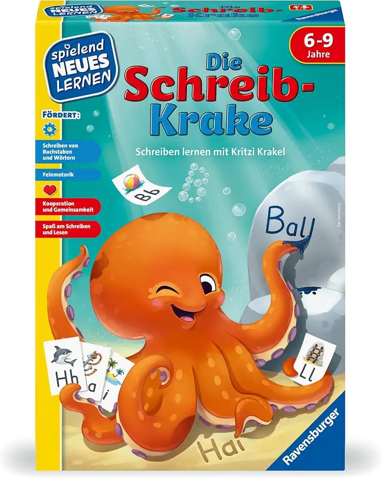 Ravensburger Kinderspiel Die Schreib-Krake - Lernspiel ab 6 Jahre